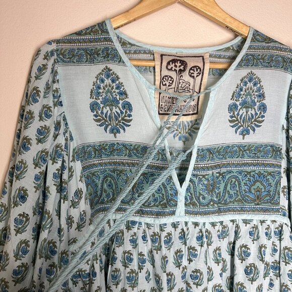 Naked Generation Hand Blocked Prairie Blouse Womens Size M Boho Peasant Shirt - Picture 5 of 8